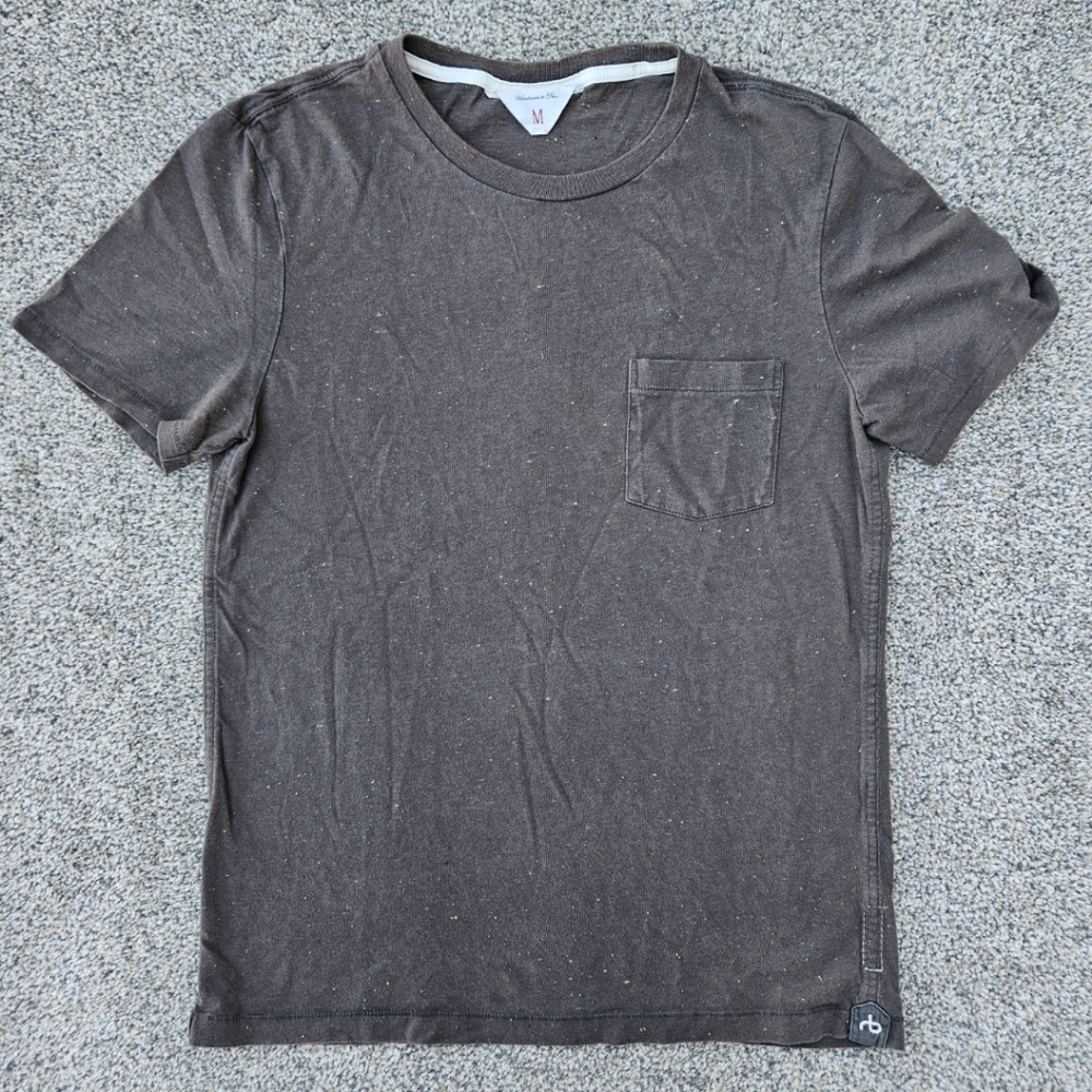 Rag & Bone Brown Speckled T-shirt Pocket Tee Short Sleeve Mens Size Medium